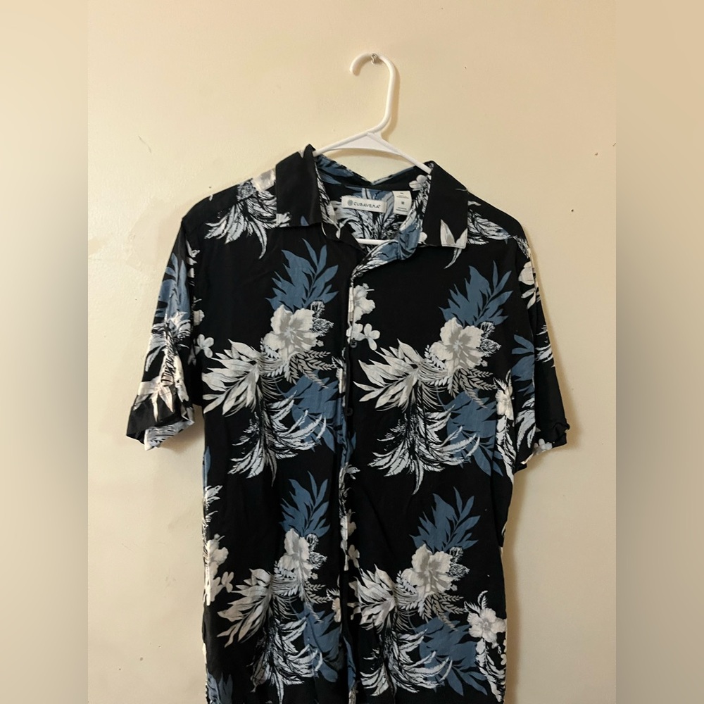 Cubavera Black and Blue Floral Men's Shirt